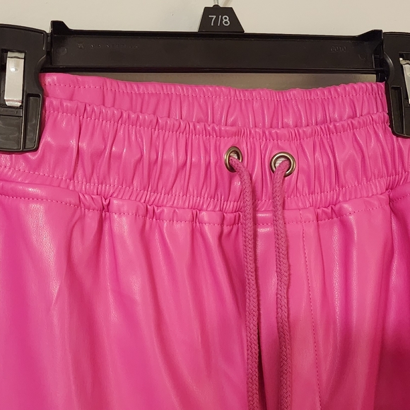 Women's Bubblegum Faux Leather Jogger Pants - Picture 6 of 11